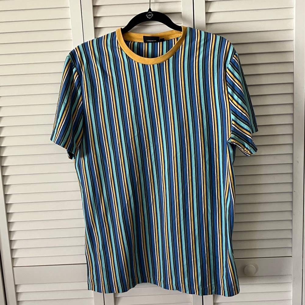 Chemistry Blue and Yellow Striped‎ Tee Men’s Size L